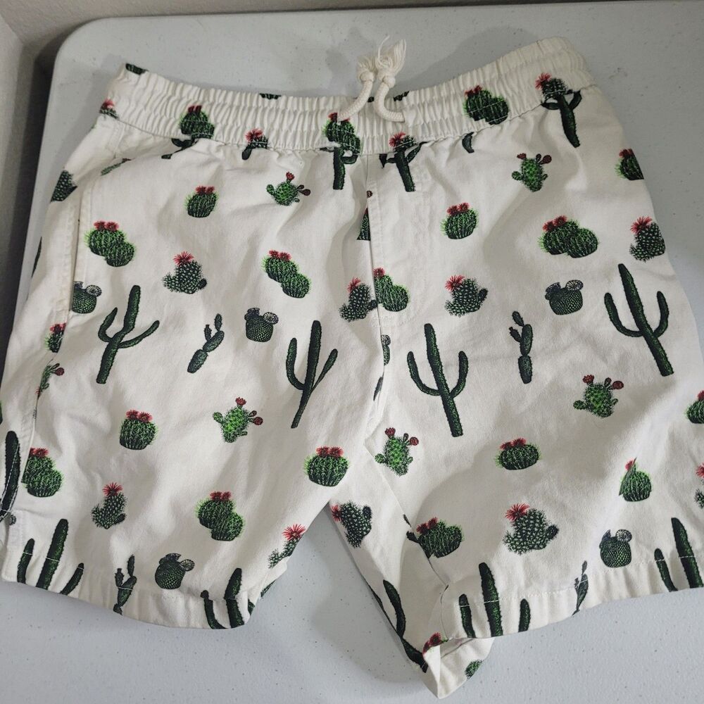 Zipcode Small Shorts Cactus graphic print Drawstring Pockets semi-thick elastic